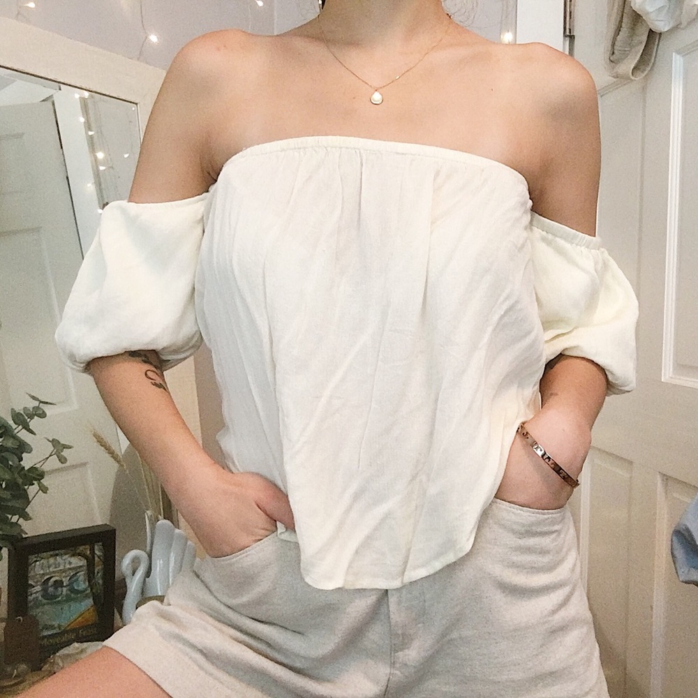 urban outfitters off the shoulder gauzy top